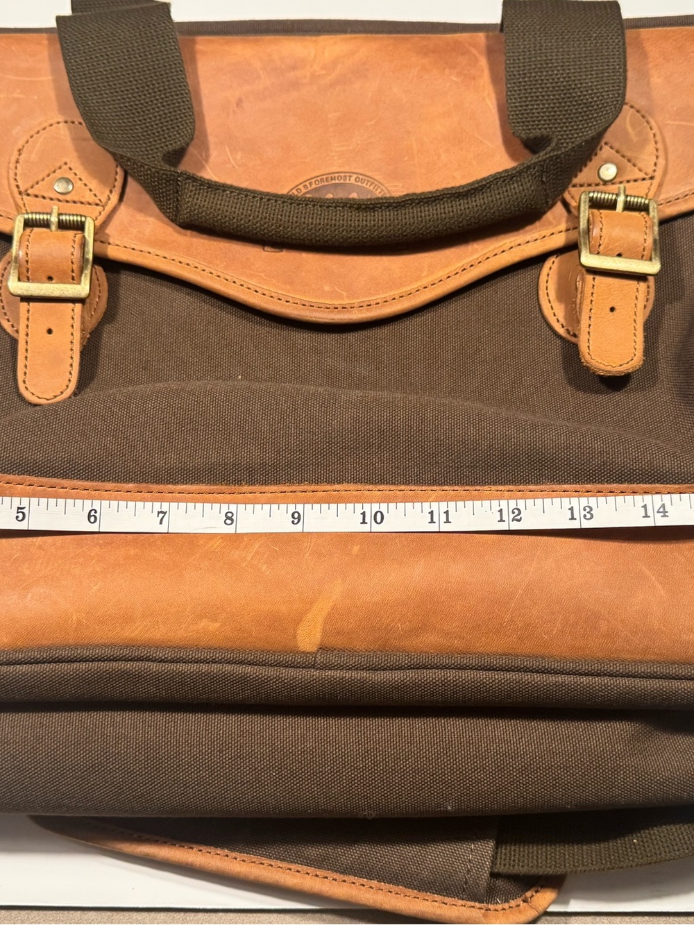 Vintage Cabela's Brown Canvas Laptop Brief with Tan Leather Trim - Picture 9 of 11
